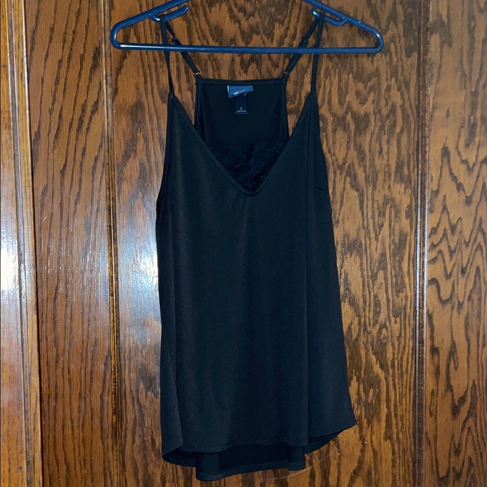 Daytrip Black V-Neck Cami with Lace Detail